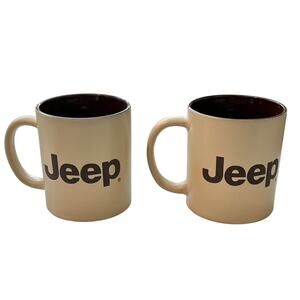 Jeep Two Toned Brown 11oz Coffee Mug Mopar Vintage EUC Set of 2 Rubicon Wrangler